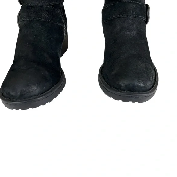 Born Black Suede Leather Buckle Heeled Boots - Women’s Size 6.5 - Picture 3 of 16